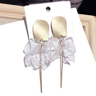 Petal & Bar Dangle Earring 1 Pair - Silver Earrings - Gold - One Size