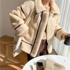 Buckled-trim Faux-shearling Jacket Cream - One Size