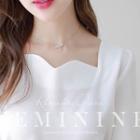 Scallop-neck Puff-shoulder Blouse