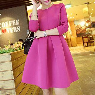 Plain Long Sleeve A-line Dress