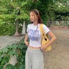 Cat-printed Slim Cropped T-shirt
