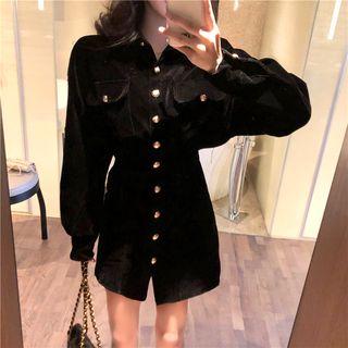 Velvet Mini Shirtdress