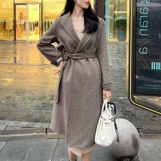 Two Button Tie-waist Plain Coat