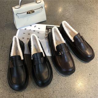 Fleece-lined Block-heel Loafers