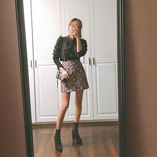 Patten Jacquard A-line Miniskirt