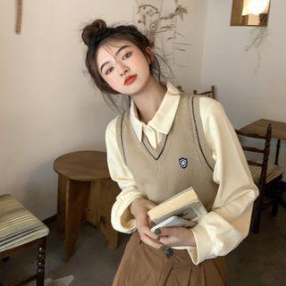 Logo Embroidered Sweater Vest / Polo Sweatshirt