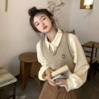 Logo Embroidered Sweater Vest / Polo Sweatshirt