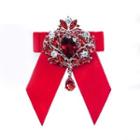 Faux Crystal Bow Tie Red - One Size