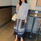 Printed Accordion Pleat Maxi Pullover Dress