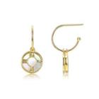 925 Sterling Silver Plated Gold Fashion Roman Numeral Round Mother-of-pearl Earrings Golden - One Size