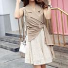 Sleeveless Tie-waist Mock Two Pieces Dress