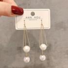 Faux Pearl Dangle Earring 1 Pair - E1696 - Gold - One Size