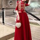 3/4-sleeve Traditional Chinese A-line Gown