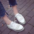 Perforated Lace-up Platform Sneakers