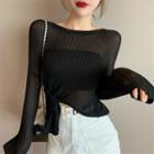 Sheer Knit Top Black - One Size