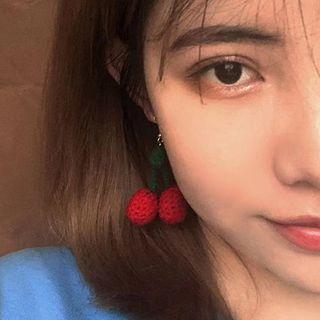 Knit Cherry Dangle Earring