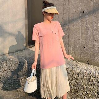 Panel Short-sleeve Midi T-shirt Dress