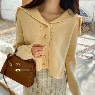 Sailor-collar Dip-back Cardigan