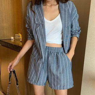 Set: Striped Blazer + Shorts Blue - One Size