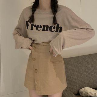 Long-sleeve Lettering T-shirt / Skort