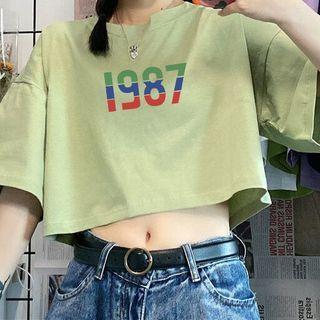 1987 Print Short-sleeve Cropped Tee