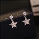 Rhinestone Star Dangle Earring Silver Needle - As Shown In Figure - One Size