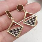 Non-matching Geometry Drop Earring 1 Pair - Gold & Black - One Size