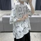 Cartoon Face Print Short-sleeve T-shirt