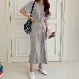Buttoned-waist T-shirt Dress