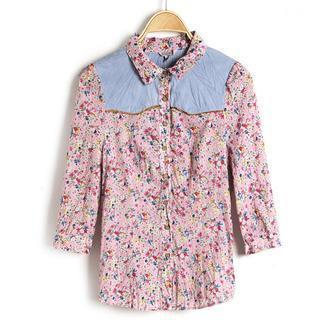 3/4-sleeve Floral Shirt