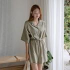 Dolman-sleeve Tie-waist Playsuit