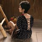 V-neck Lace-up Back Short-sleeve Sundress