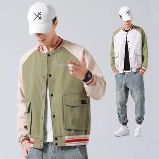 Contrast Color Button-up Jacket