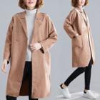 Plain Medium Maxi Woolen Jacket Curcumin - F
