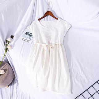 Cap-sleeve Lace Dress Off-white - One Size