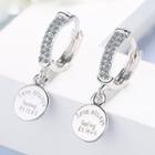 Lettering Disc Rhinestone Alloy Dangle Earring 1 Pair - Silver - One Size