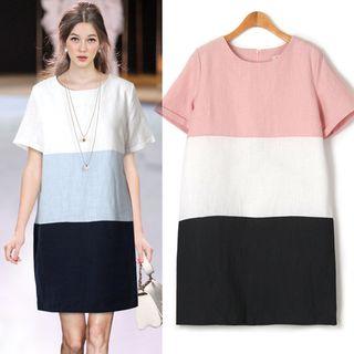 Color-block Linen Dress