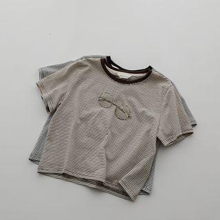 Crewneck Striped Two Tone Cropped Top