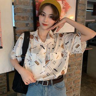 Short-sleeve All Over Print Shirt Off-white - One Size