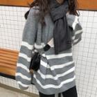 Oversize Striped Knit Sweater Gray - One Size