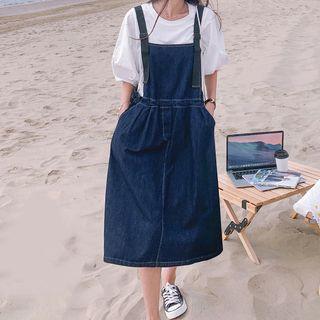 Set: Short-sleeve Top + Denim Dress