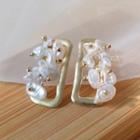Freshwater Pearl Alloy Rectangle Earring 1 Pair - Silver - White - One Size