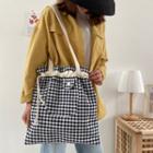 Plain Check Shoulder Tote Bag