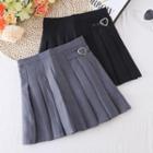 Heart Buckle Accordion Pleat A-line Skirt