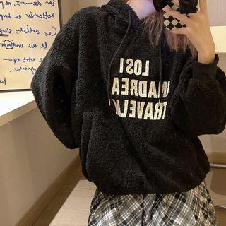 Long-sleeve Lettering Fleece Hoodie