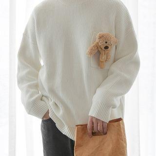 Bear Accent Plain Sweater