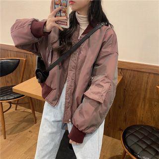 Reflective Zip Baseball Jacket Purple - One Size