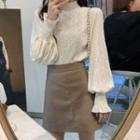 Mock-neck Velvet Blouse