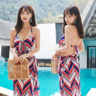 Set: Pattern Bikini Top + Bottom + Cover-up