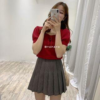 Ribbon Short-sleeve Knit Top